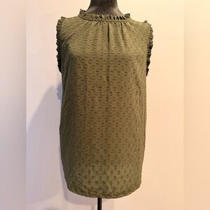 LOFT Olive Textured Sleeveless Blouse
